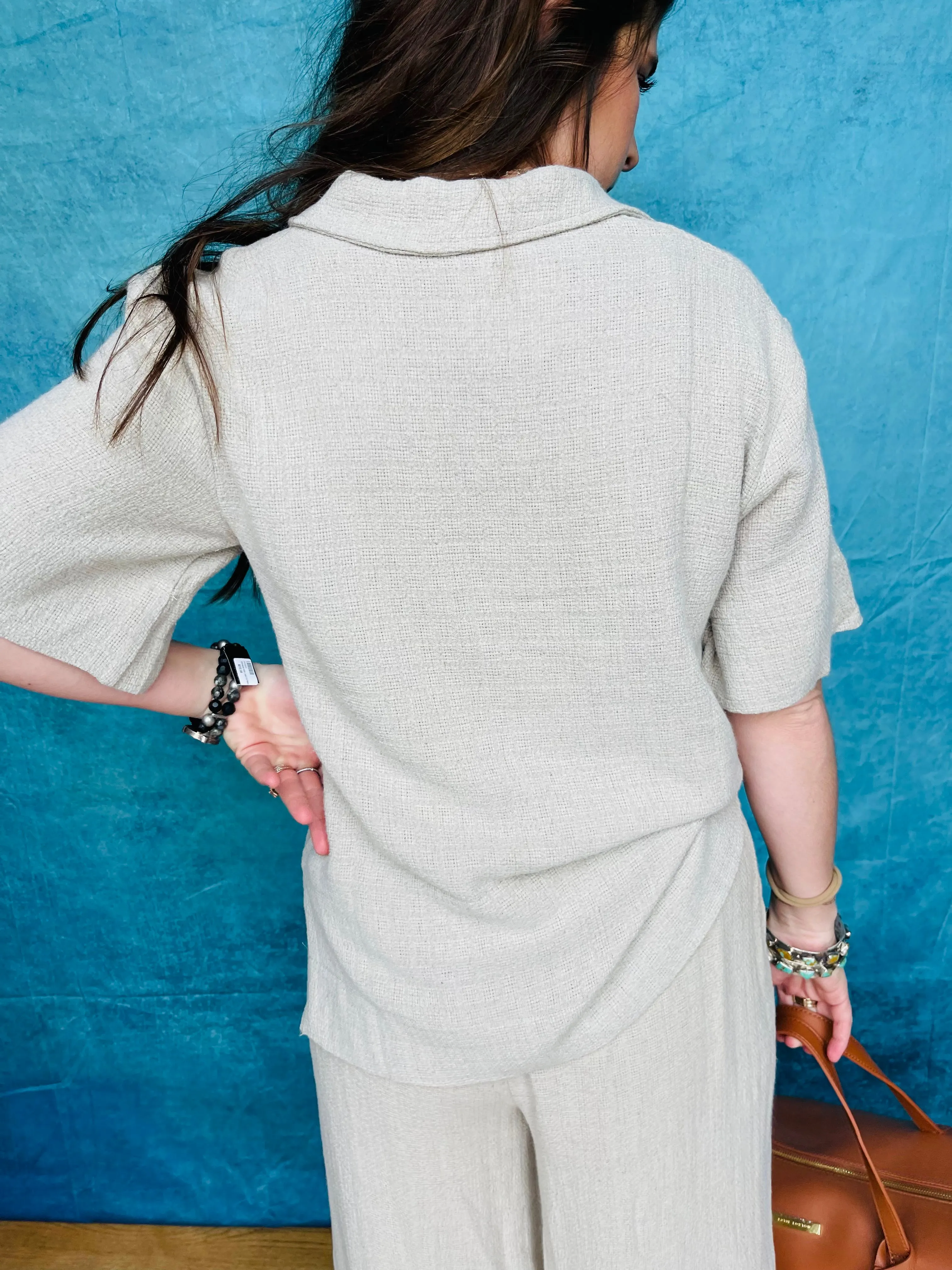 Linen Collared S/S Top