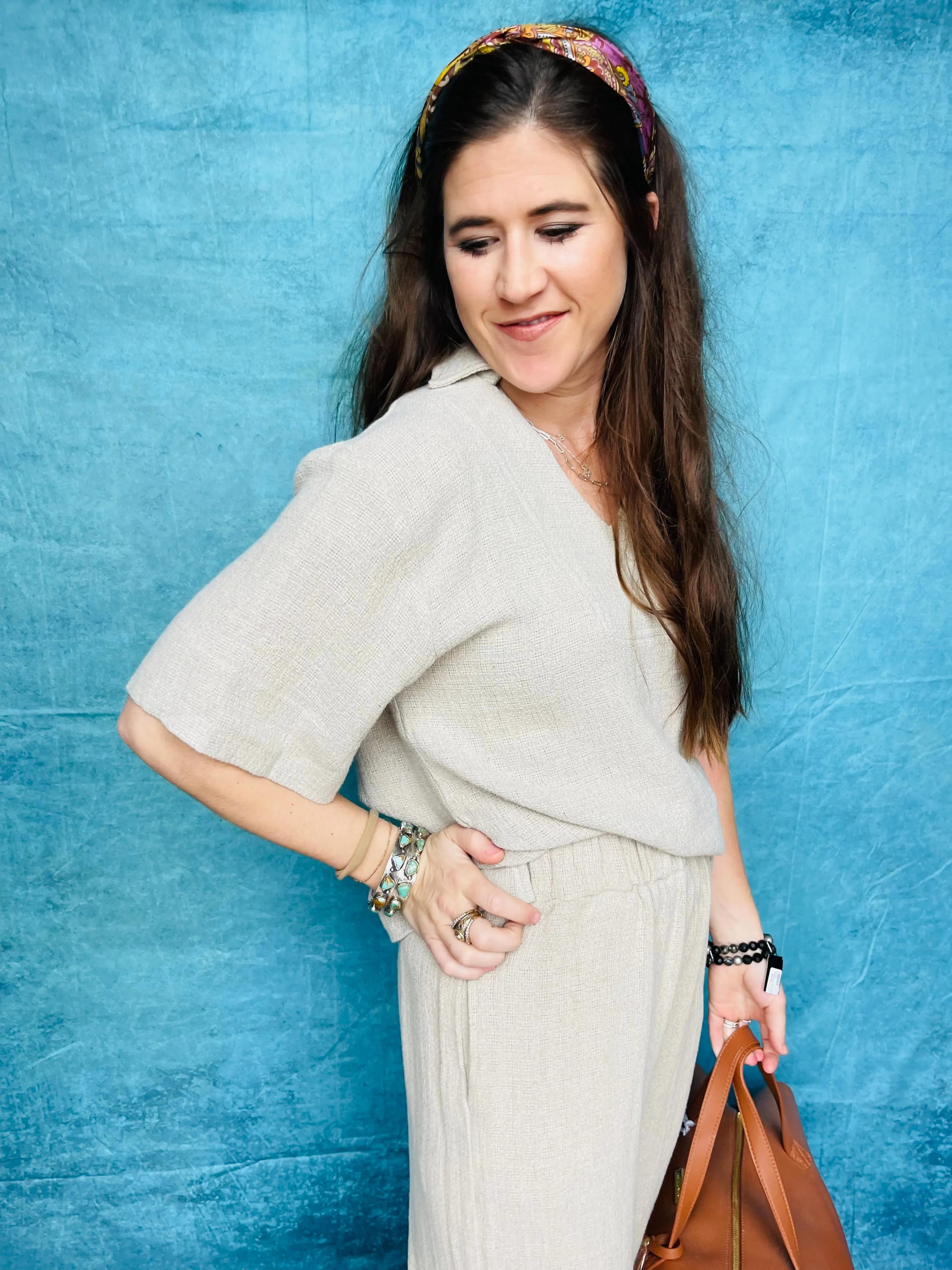 Linen Collared S/S Top