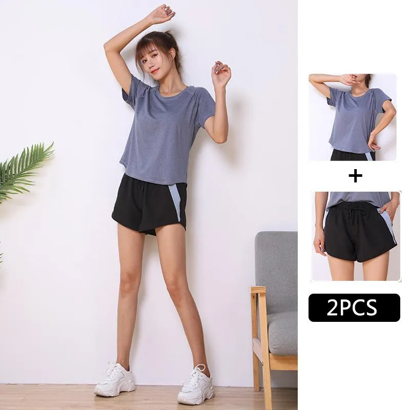 Mesh Yoga Clothes Women's Tops Short-sleeved Sports Suits Running Shorts Fitness Clothes Large Size Loose Fitness Suits
