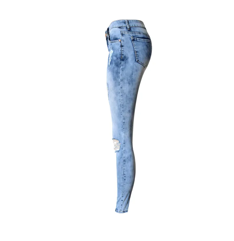 Mid-rise Slim Stretch Washed Denim Trousers