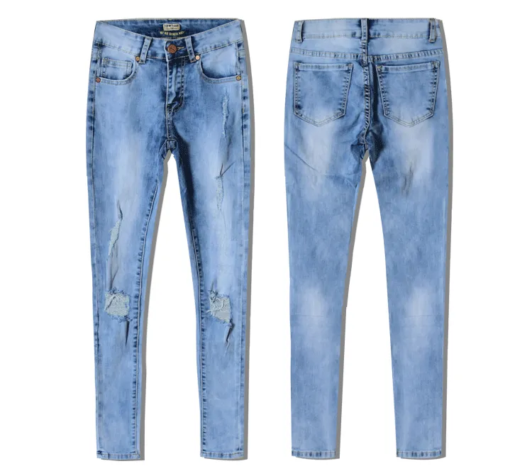 Mid-rise Slim Stretch Washed Denim Trousers
