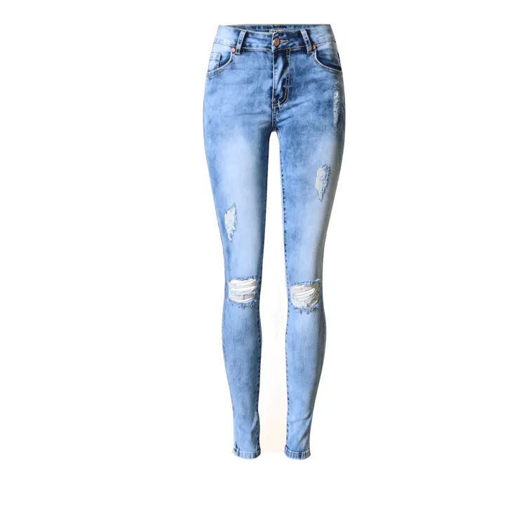 Mid-rise Slim Stretch Washed Denim Trousers