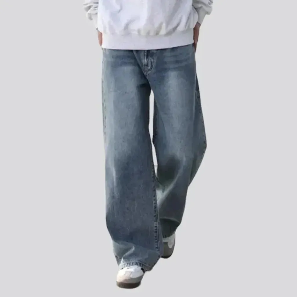 Mid-waist baggy jeans for men