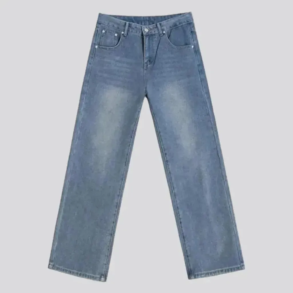 Mid-waist baggy jeans for men