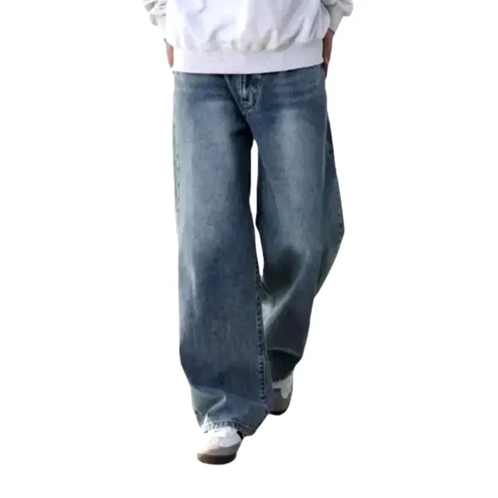 Mid-waist baggy jeans for men