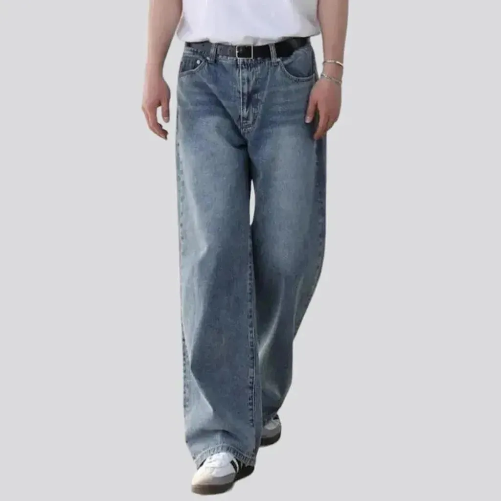 Mid-waist baggy jeans for men