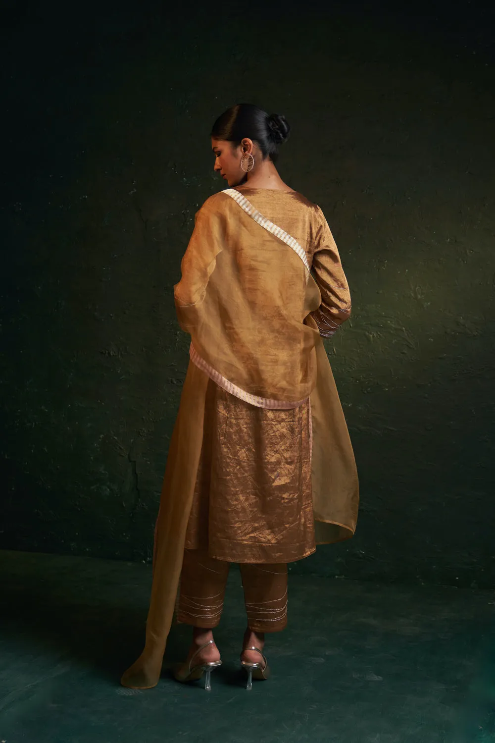 Midas Gold Tissue Kurta - Set Of 3