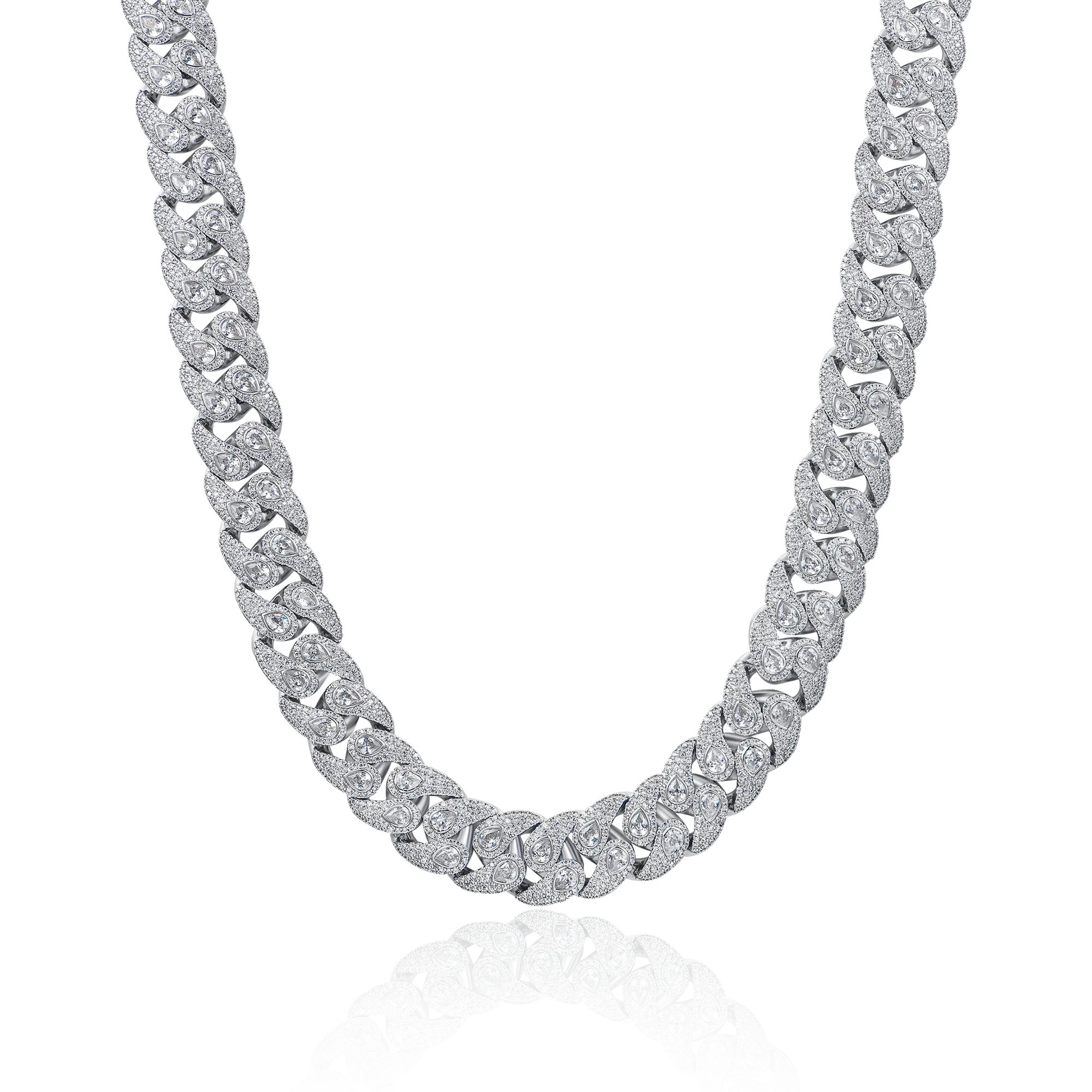 Moissanite Paisley Cuban Link Chain - 15mm
