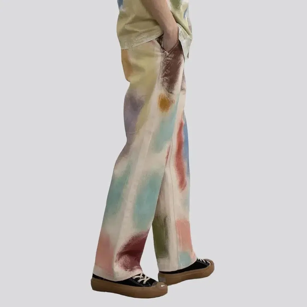 Painted denim pants for women
