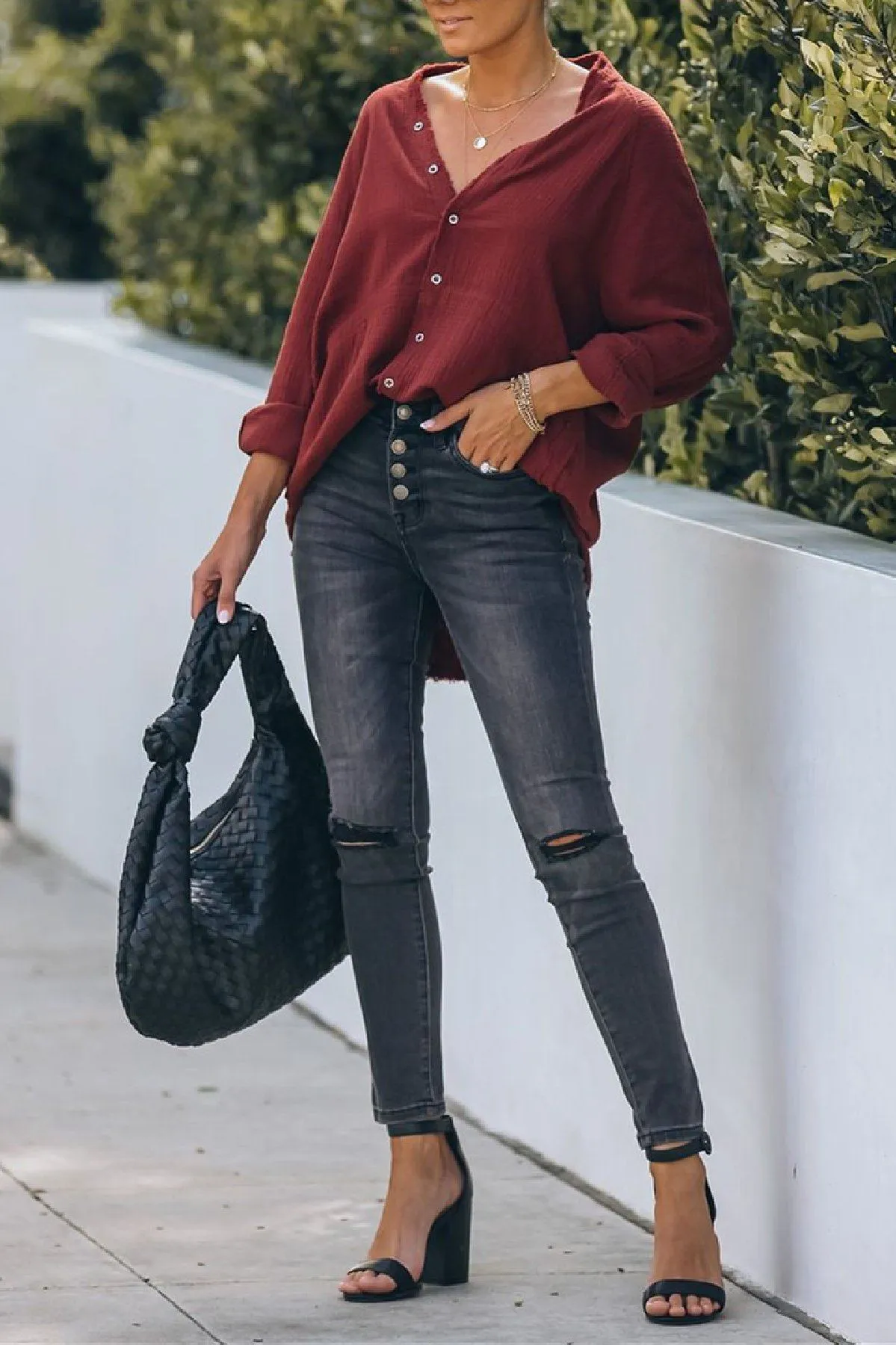 Periodic High Rise Distressed Skinny