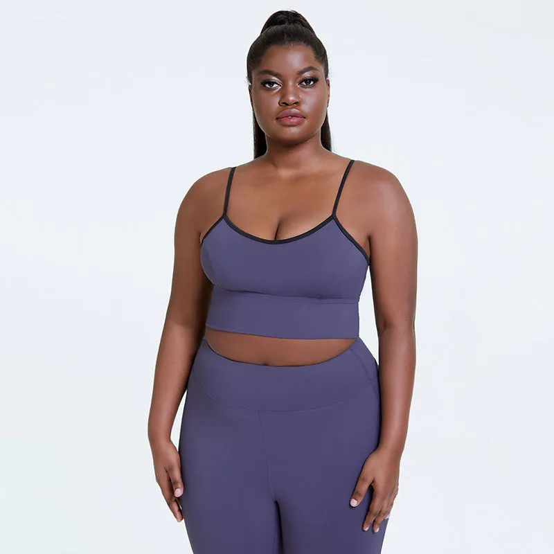 Plus Size Solid Color Bra Hip Lifting Trousers Bodybuilding Suit