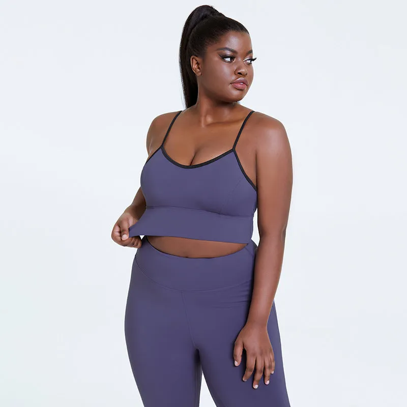 Plus Size Solid Color Bra Hip Lifting Trousers Bodybuilding Suit
