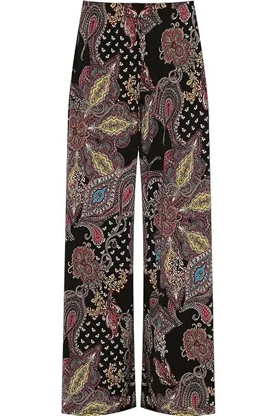 Plus Size Wine Paisley Print Wide Leg Palazzo Trouser