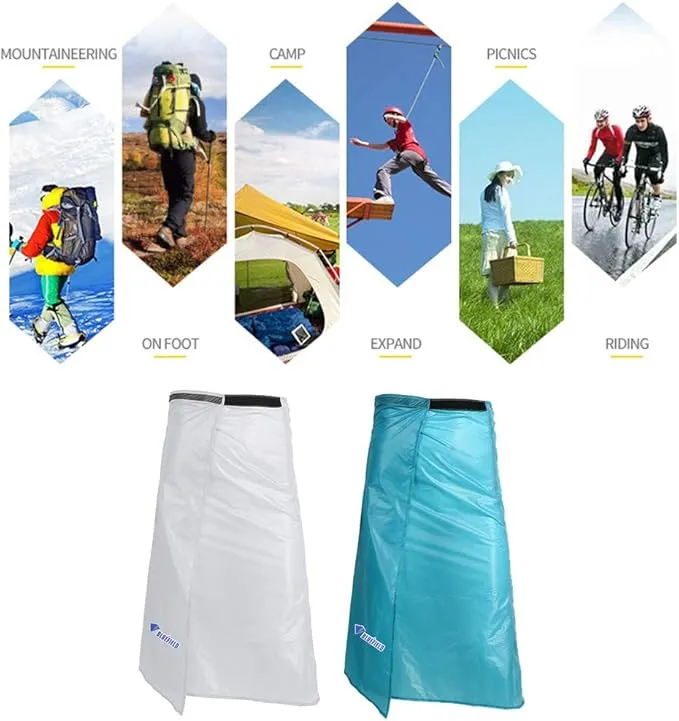 Rain Skirt, Ultra Light Thin Rain Skirt, Waterproof Lightweight Kilt, reathable Windproof Raincoat Rainwear Liner, Packable Windbreak Kilt Skirt for Cycling Riding Camping Hiking