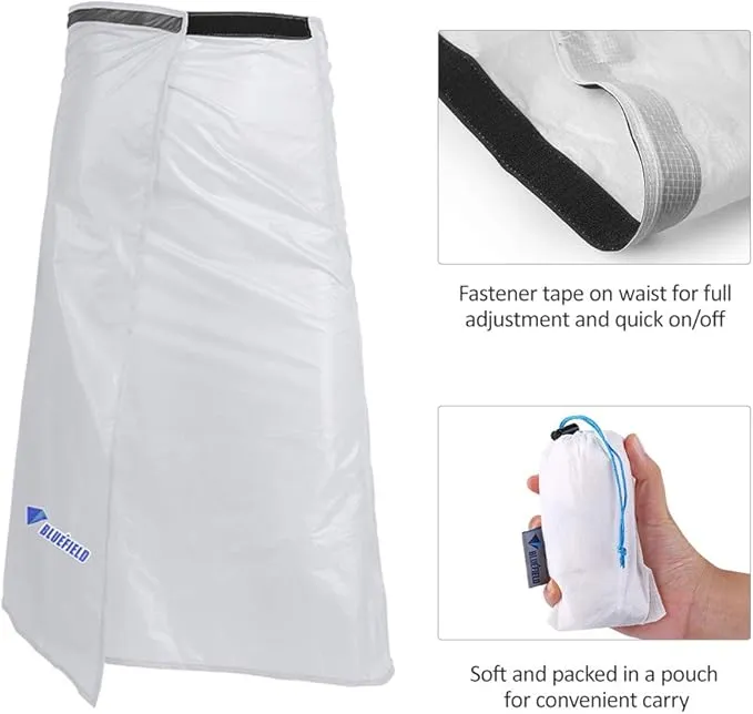 Rain Skirt, Ultra Light Thin Rain Skirt, Waterproof Lightweight Kilt, reathable Windproof Raincoat Rainwear Liner, Packable Windbreak Kilt Skirt for Cycling Riding Camping Hiking
