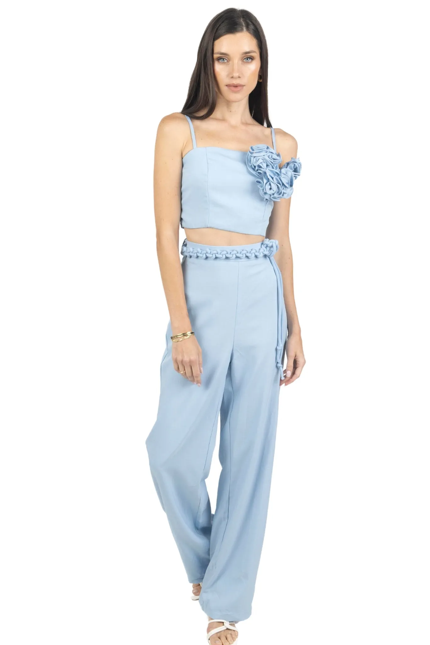 Rosalia Pants and Top Set In Celeste