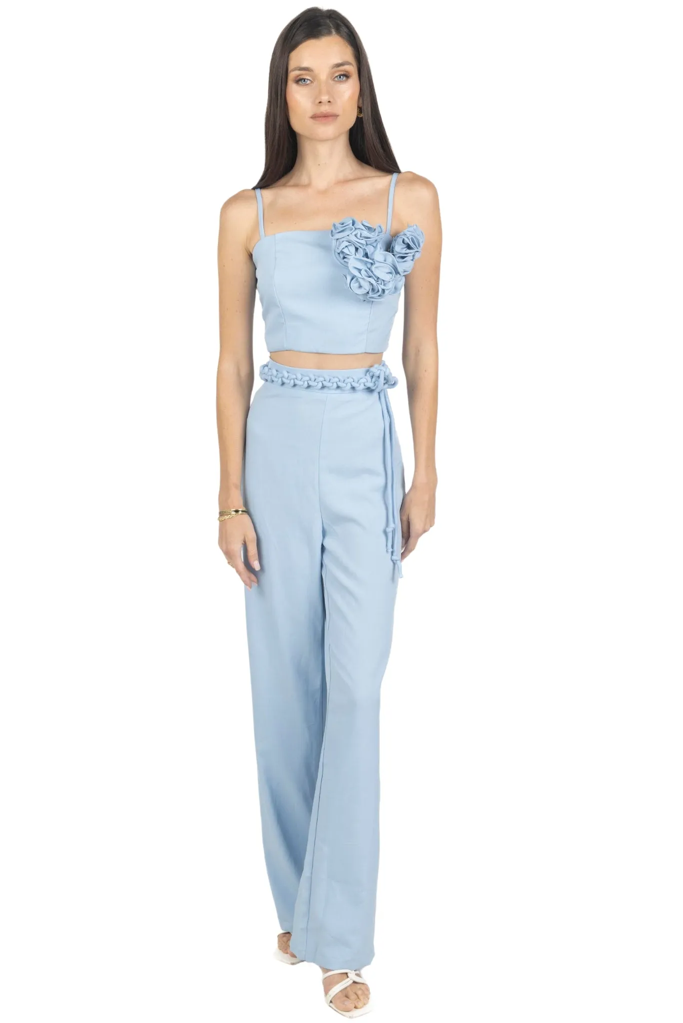 Rosalia Pants and Top Set In Celeste