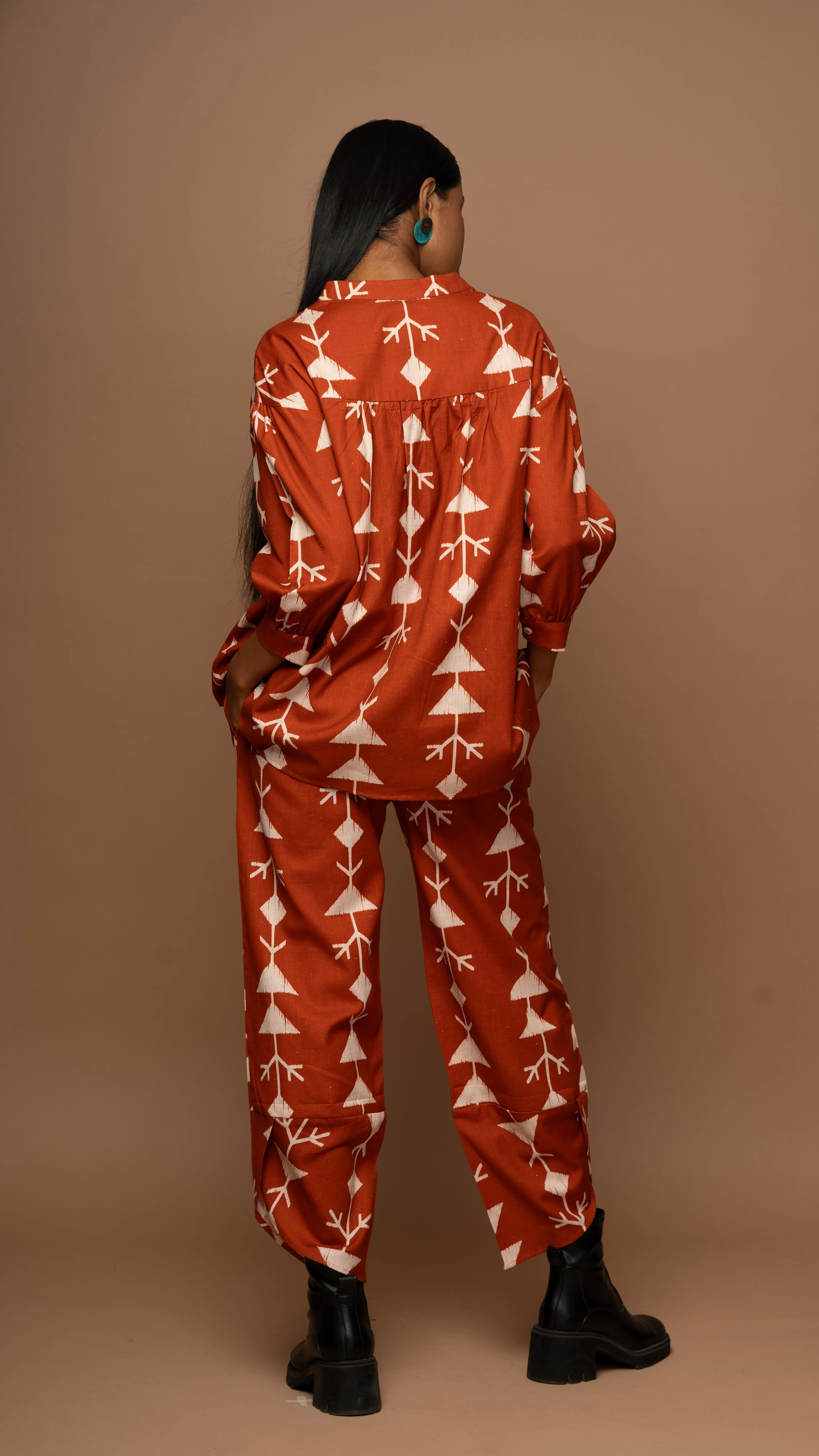 Rust Vivid Co-ord Pants Set in Our Boho Dance Pattern