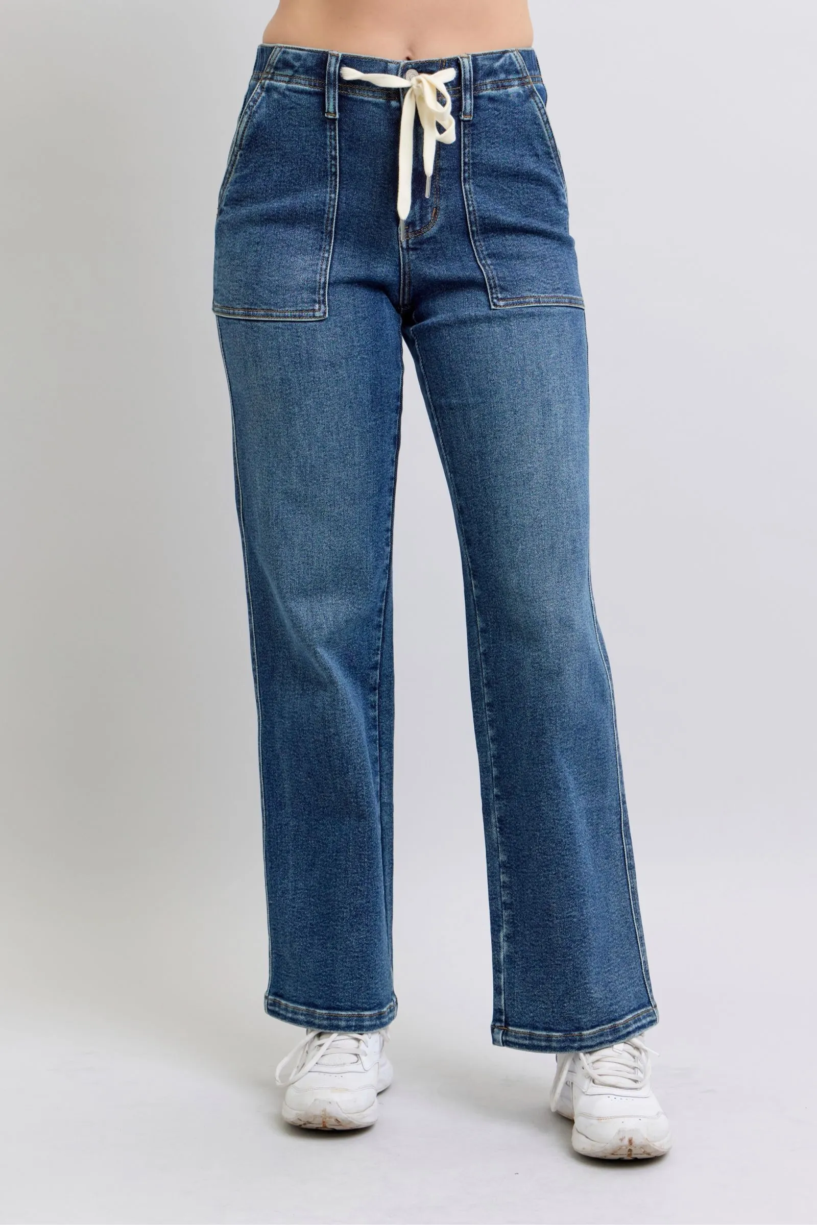 Sabrina High Waisted Drawstring Wide Jean