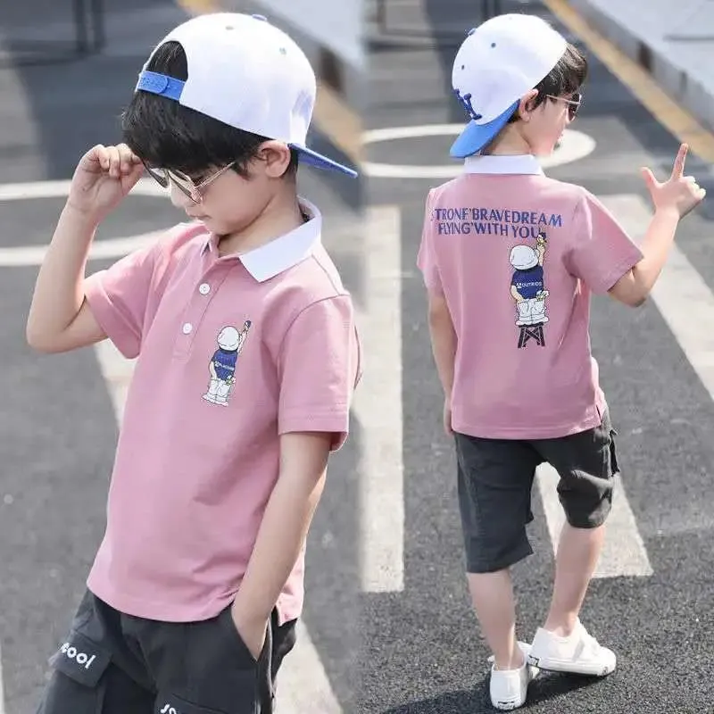 Set Boy Clothing 2021 Summer Casual Cotton Kids Turn-down Top   Black Shorts Toddler Short Sleeve Golf Sports Outfits