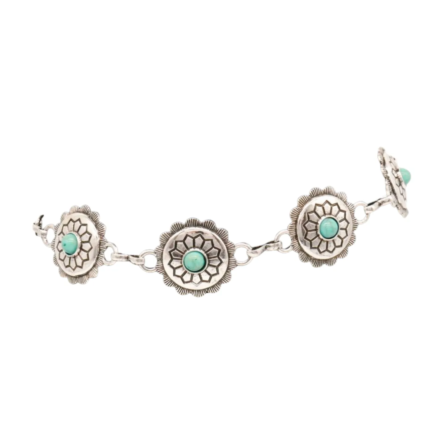 Silver Metal Boot Chain Bracelet Anklet Shoe Flower Charm Turquoise Blue