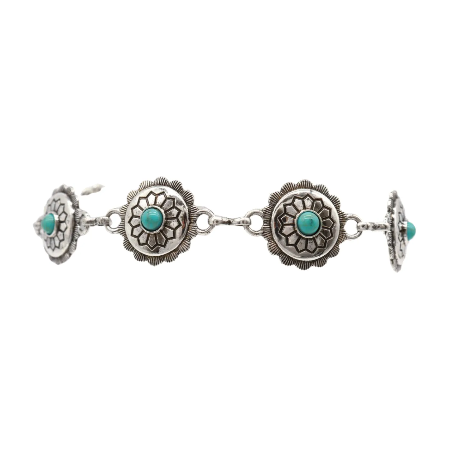 Silver Metal Boot Chain Bracelet Anklet Shoe Flower Charm Turquoise Blue