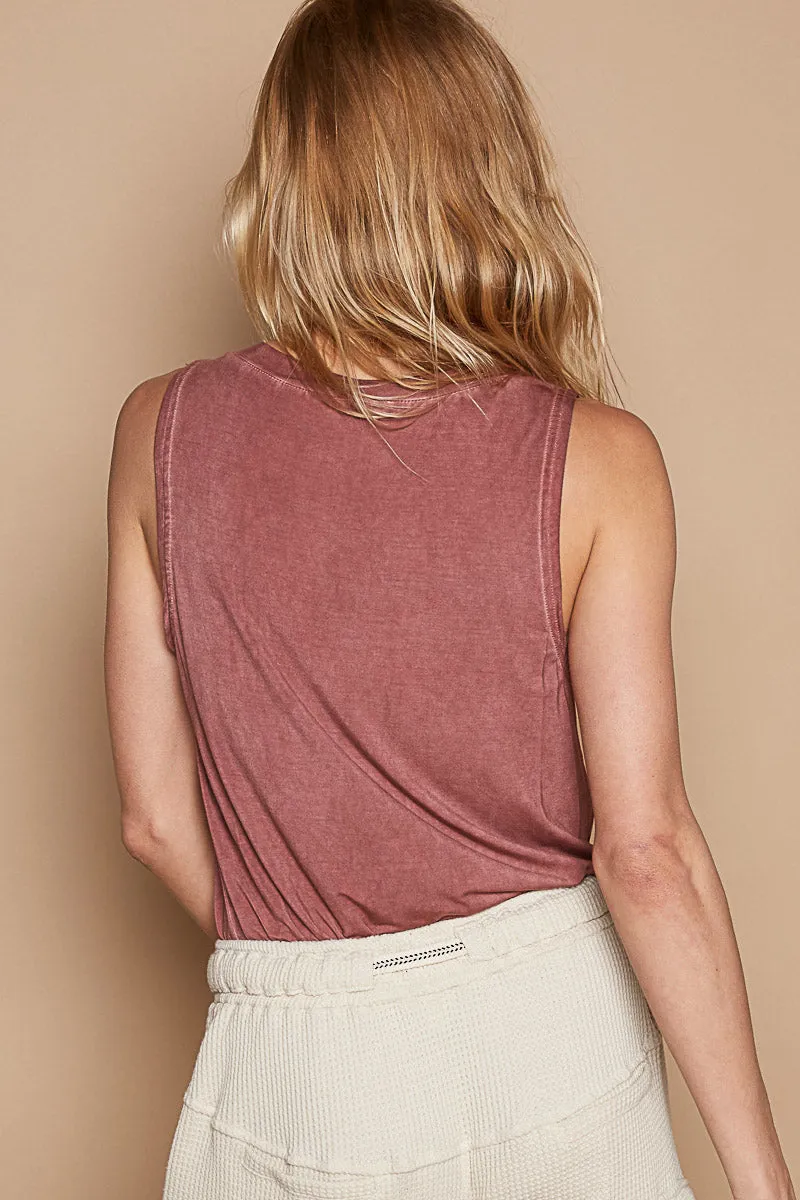 Sleeveless Henley V-Neck