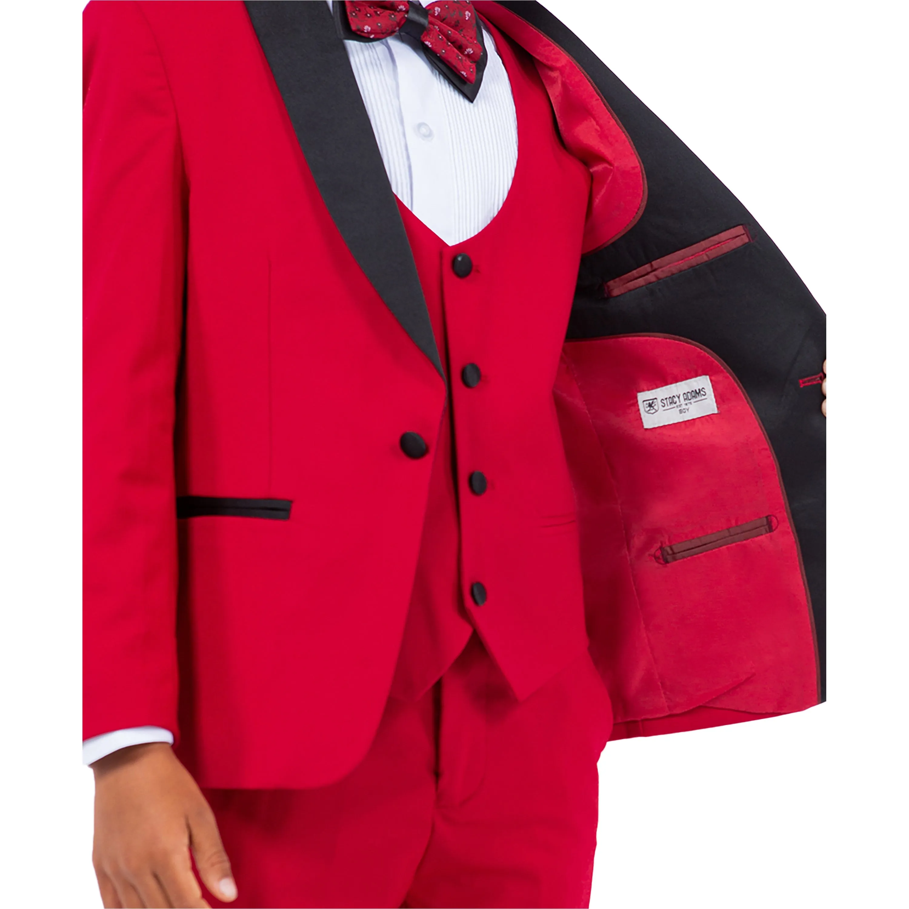 Stacy Adams Boy's 5pc Solid Tuxedo W/ Dress Shirt And Bowtie