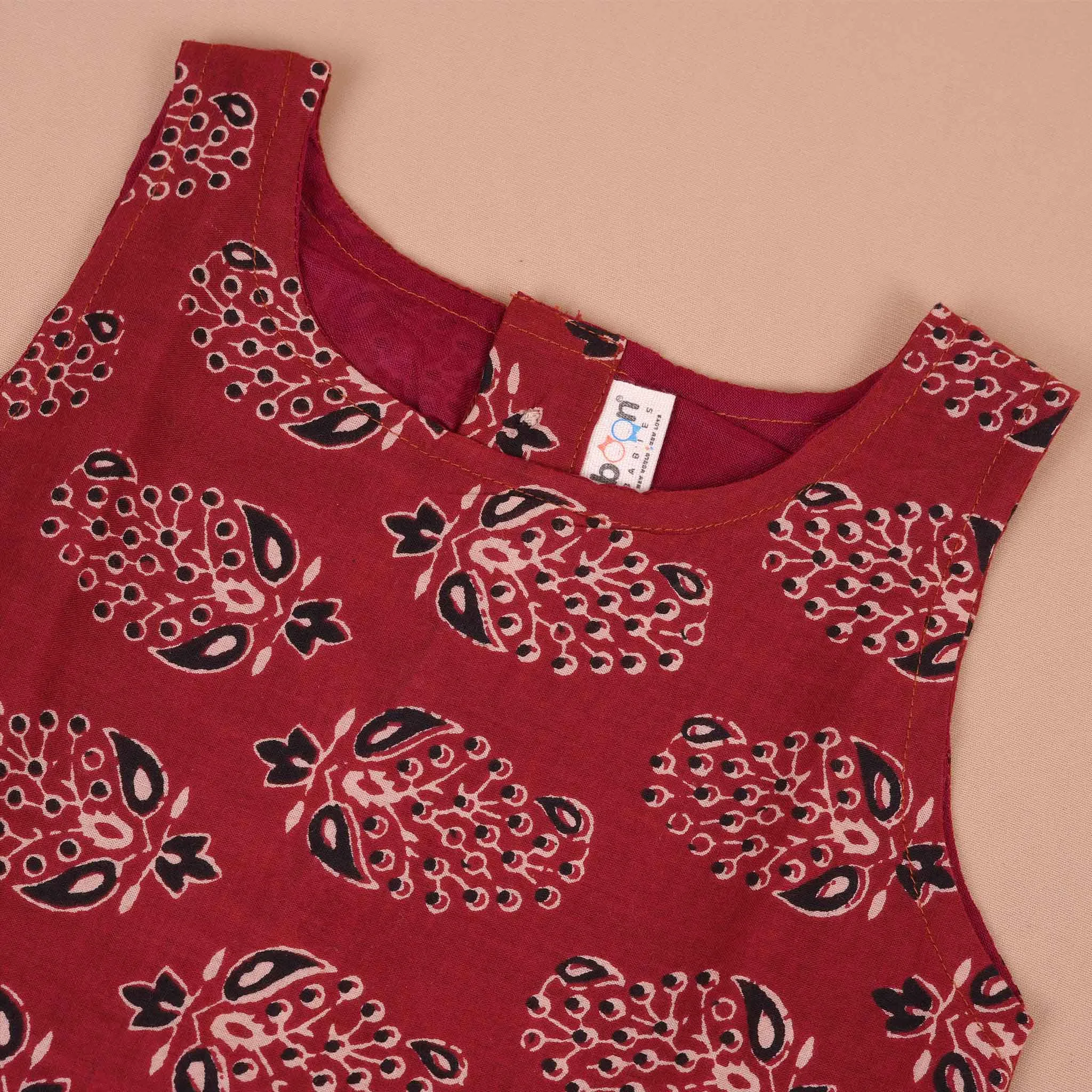 Stylish Maroon Paisley Cotton Girls CO-ORD SET – Playful & Elegant