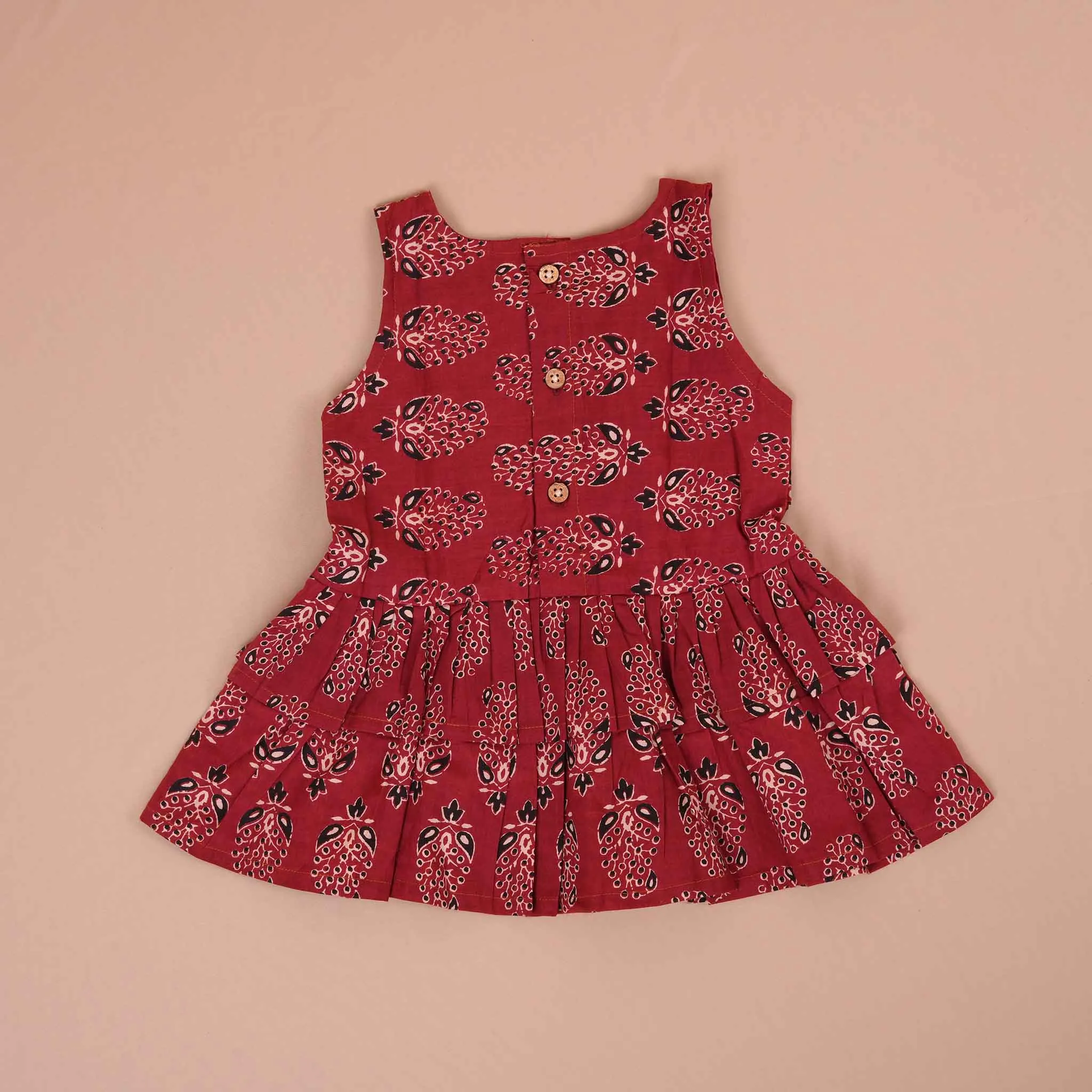 Stylish Maroon Paisley Cotton Girls CO-ORD SET – Playful & Elegant