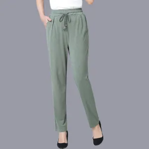 Summer Pants Ice Silk Thin Section Middle-aged and Elderly Summer Casual Nine-point Pants Loose High Waist Elastic Waist Women's Trousers