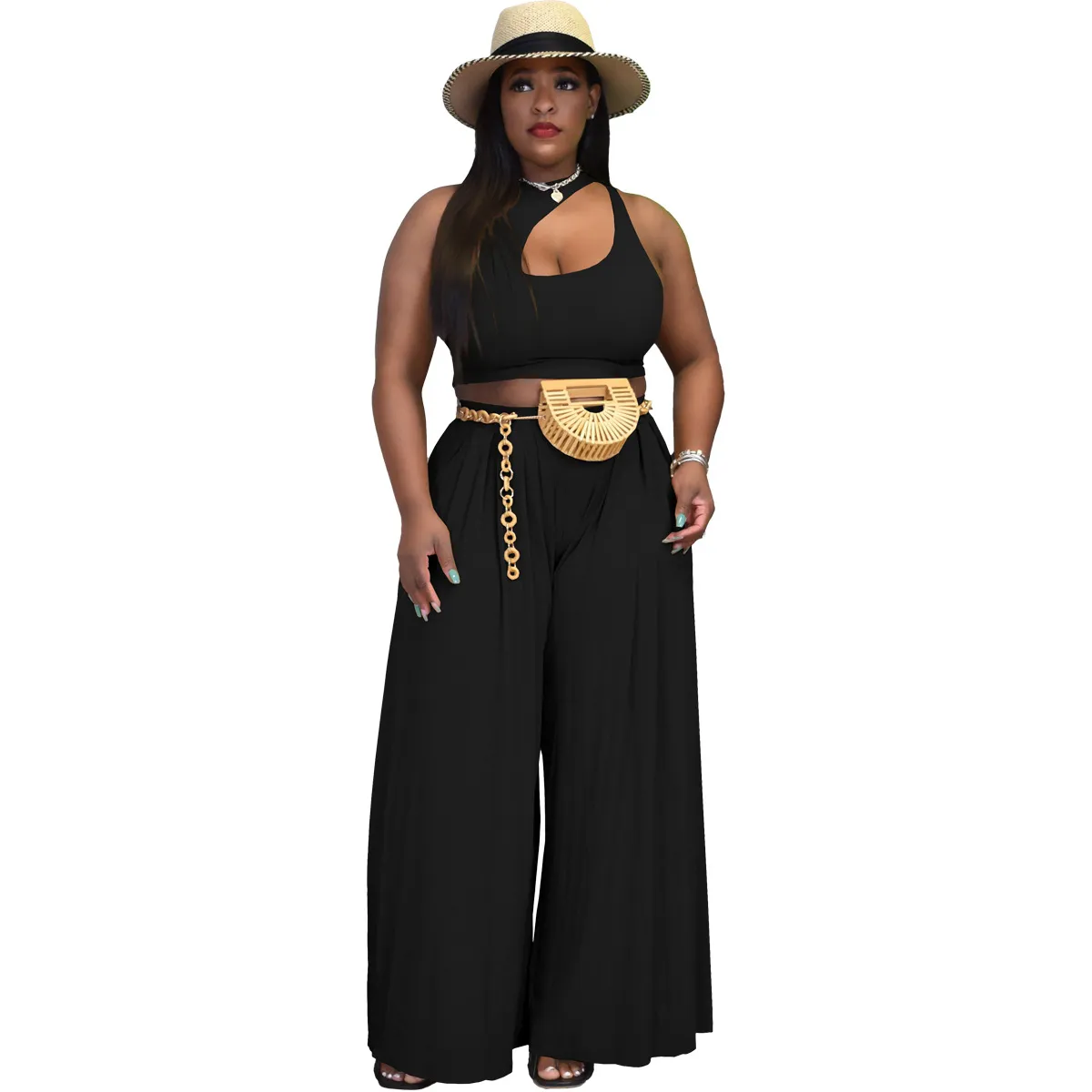 Trendy 2-Piece Wide Leg Pants Set