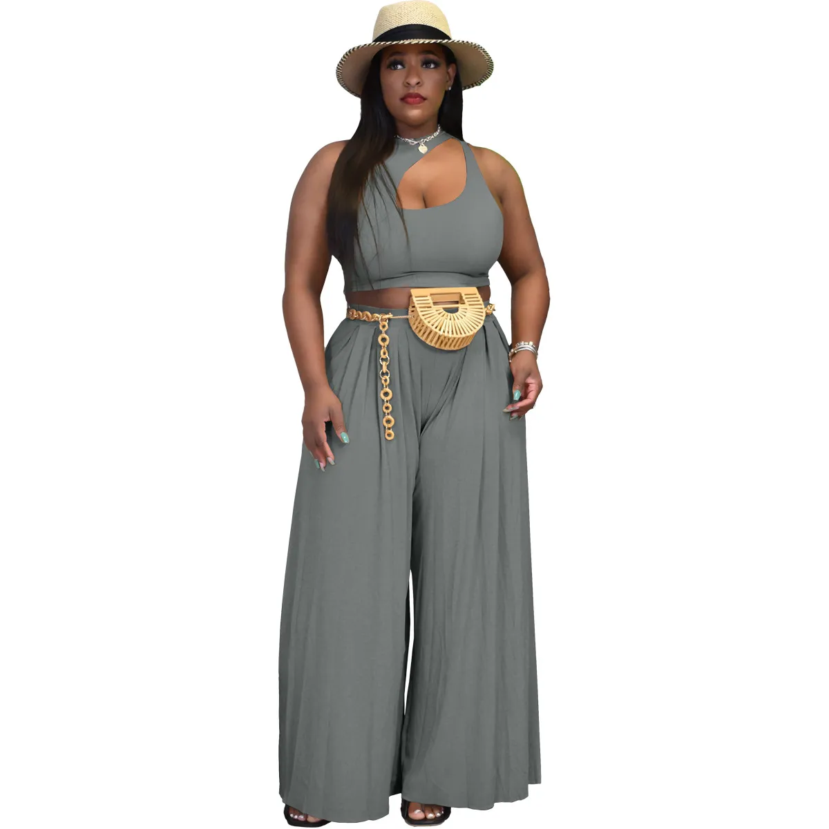 Trendy 2-Piece Wide Leg Pants Set