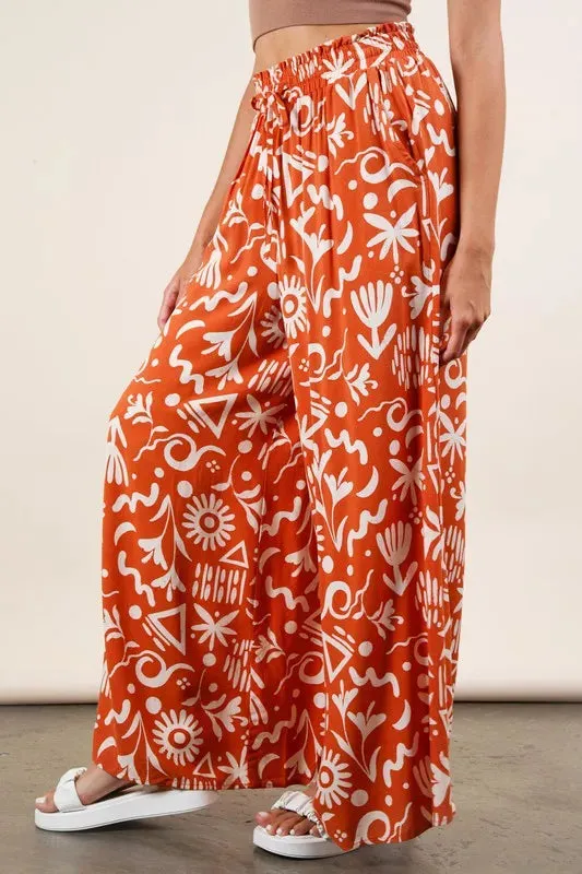 VERY J Printed Wide Leg Pants
