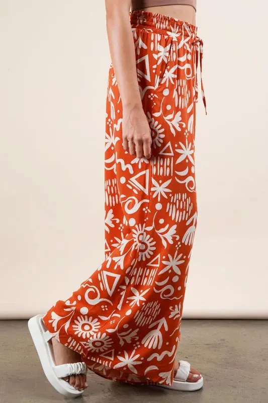 VERY J Printed Wide Leg Pants