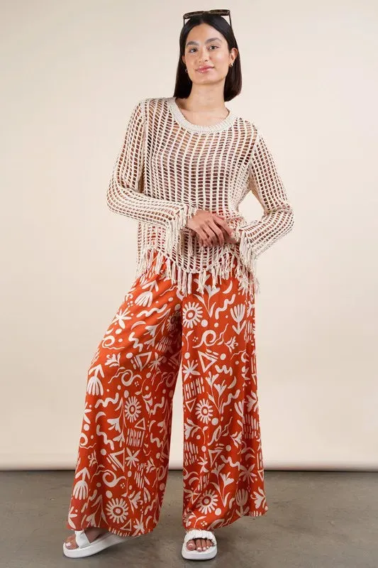 VERY J Printed Wide Leg Pants