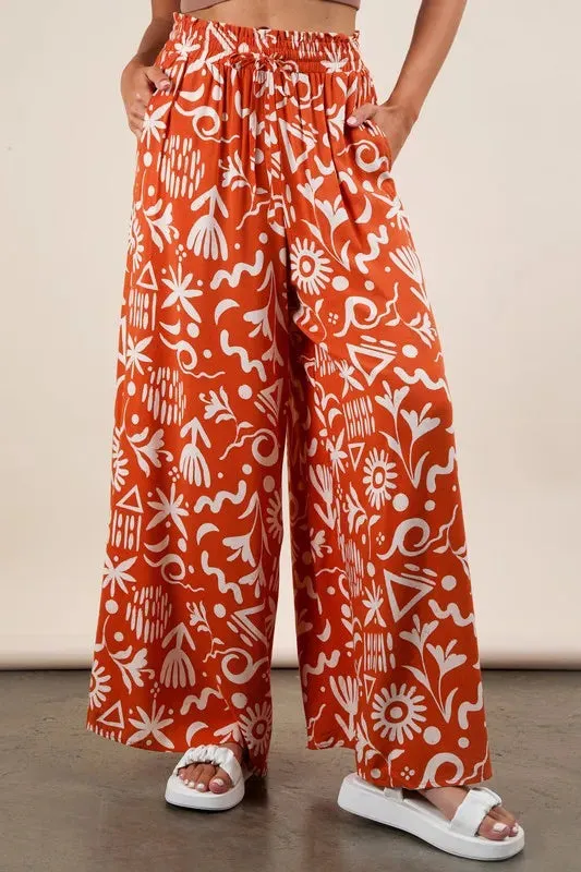 VERY J Printed Wide Leg Pants