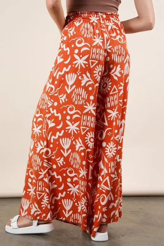 VERY J Printed Wide Leg Pants