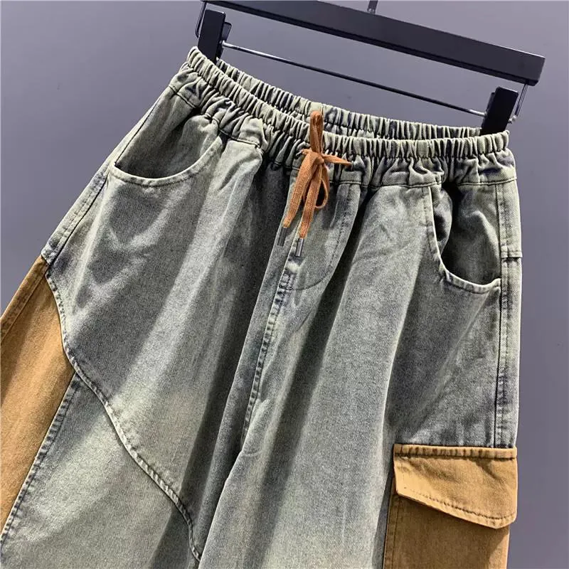 Vibrant Color-Block Women's Denim Pants