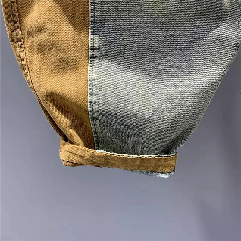 Vibrant Color-Block Women's Denim Pants