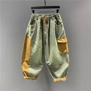 Vibrant Color-Block Women's Denim Pants