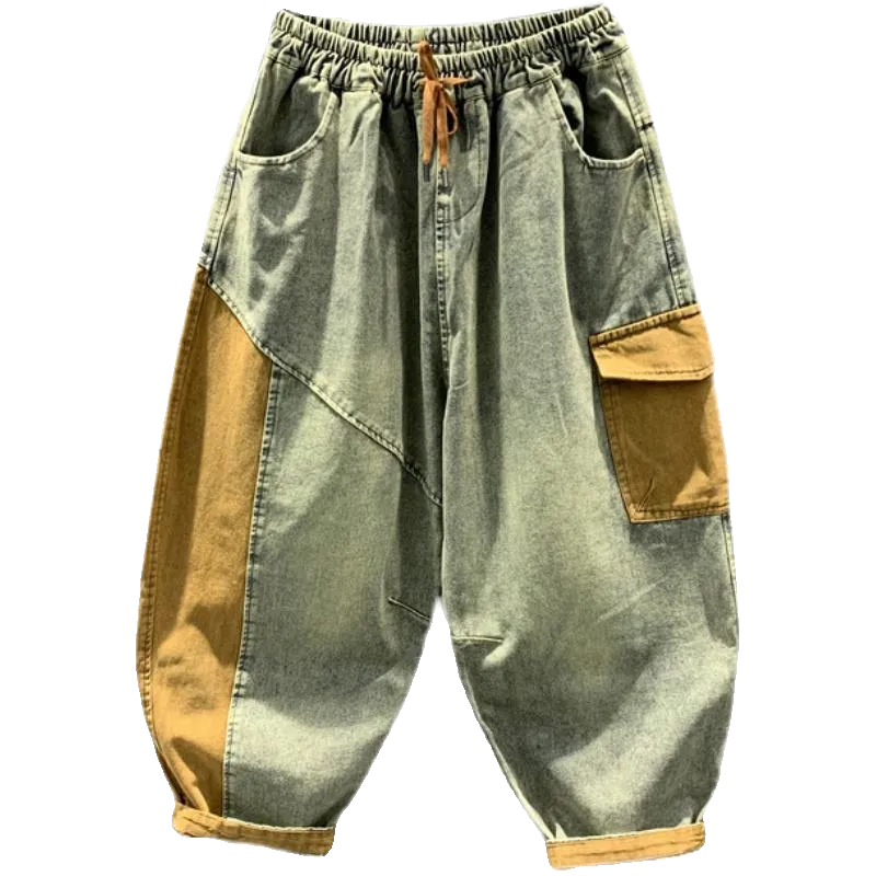 Vibrant Color-Block Women's Denim Pants