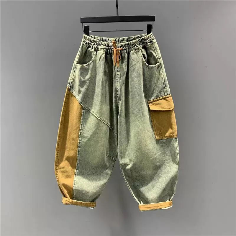 Vibrant Color-Block Women's Denim Pants