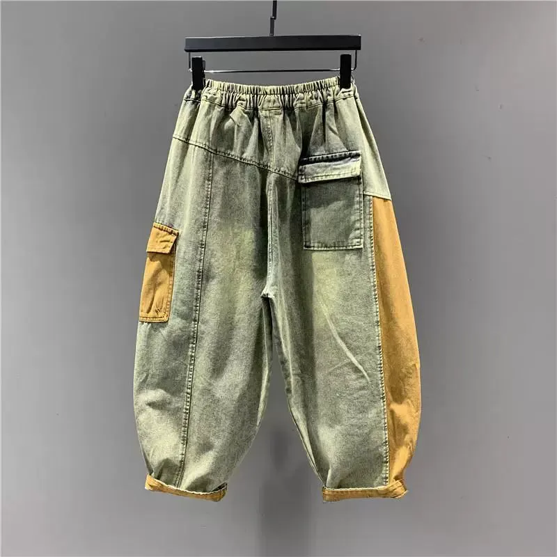 Vibrant Color-Block Women's Denim Pants