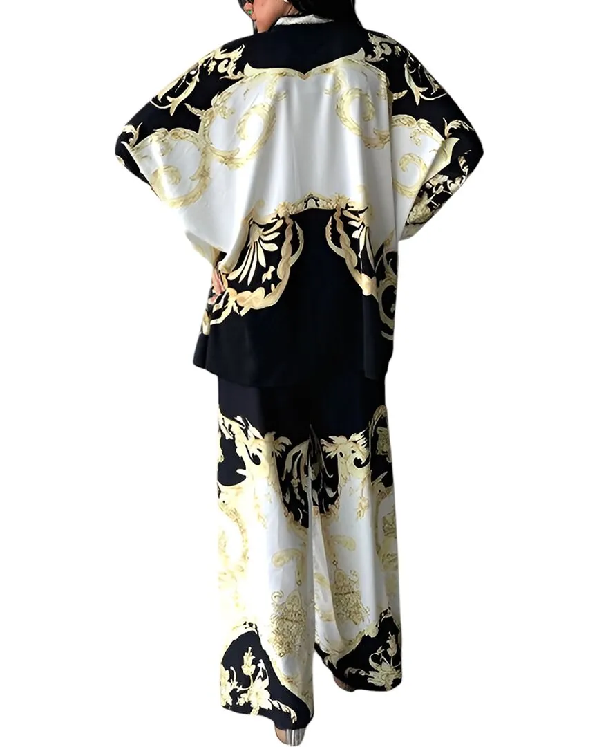 WELLWAY 2pc Blouse & Pant Set