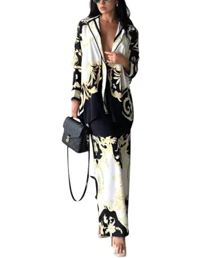 WELLWAY 2pc Blouse & Pant Set