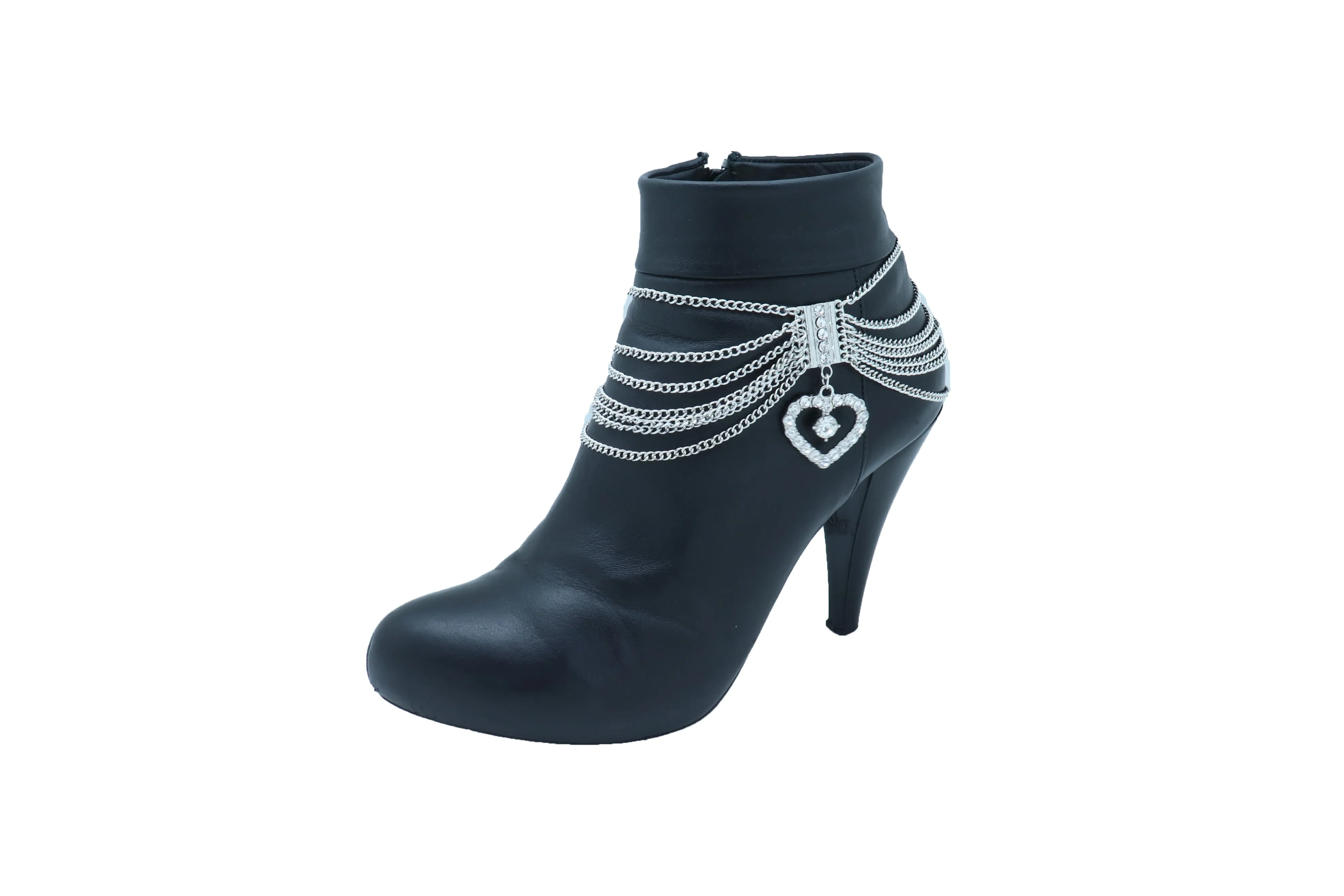 Western Silver Metal Boot Chain Bracelet Shoe Angel Wings Charm Jewelry