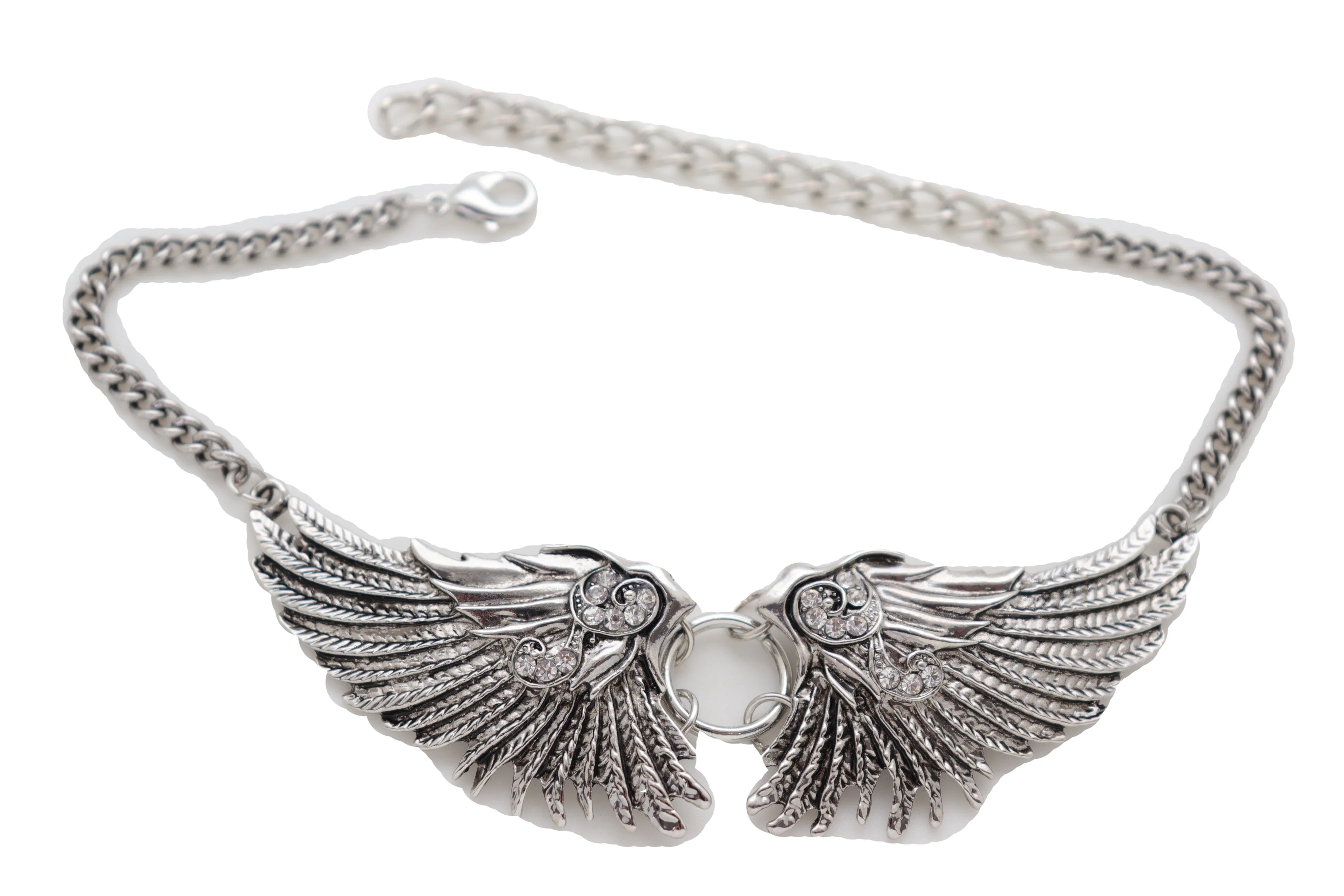 Western Silver Metal Boot Chain Bracelet Shoe Angel Wings Charm Jewelry