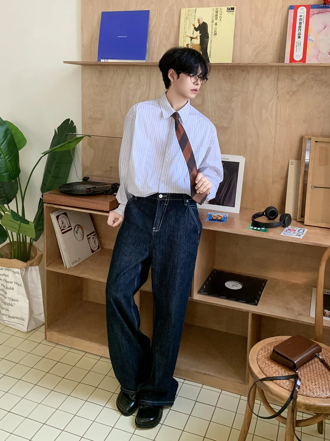 Wide Denim Casual Pants BKC0247