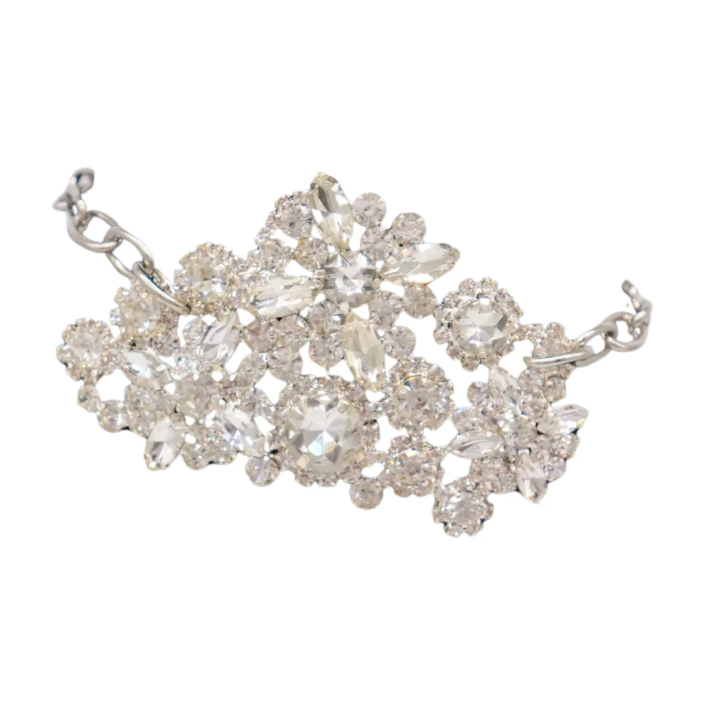 Women Silver Metal Boot Chain Bracelet Anklet Shoe Bling Rhinestone Flower Charm
